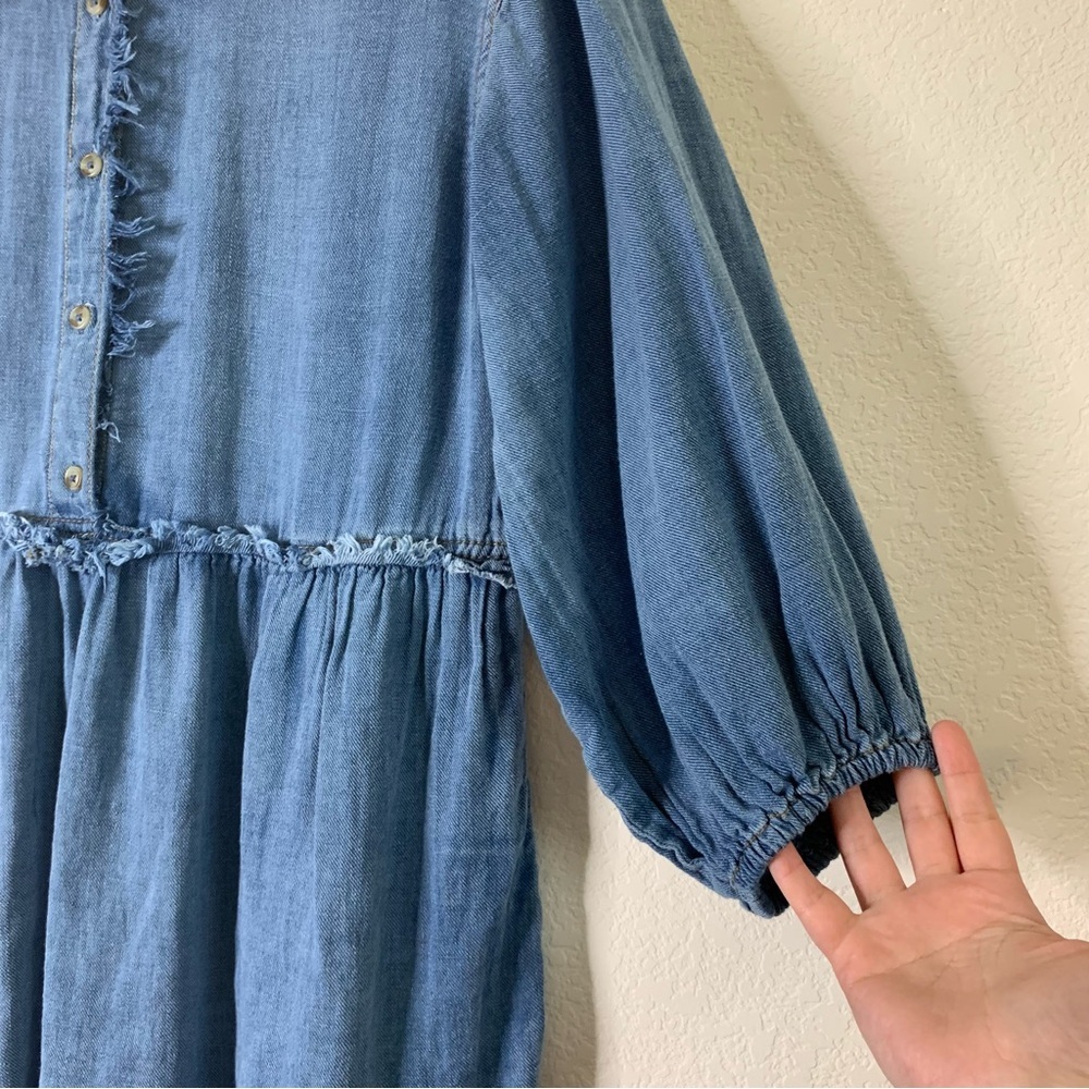 Anthropologie The Bettina Tiered Shirt Dress Denim Blue MP - Picture 4 of 9